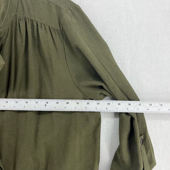 Nine West Utility Jacket Women's XL Army Green Draped Front Zip Roll Tab Pockets - Picture 4 of 12
